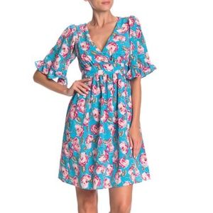BetseyJohnson Floral Printed Bell Sleeve Dress NWT